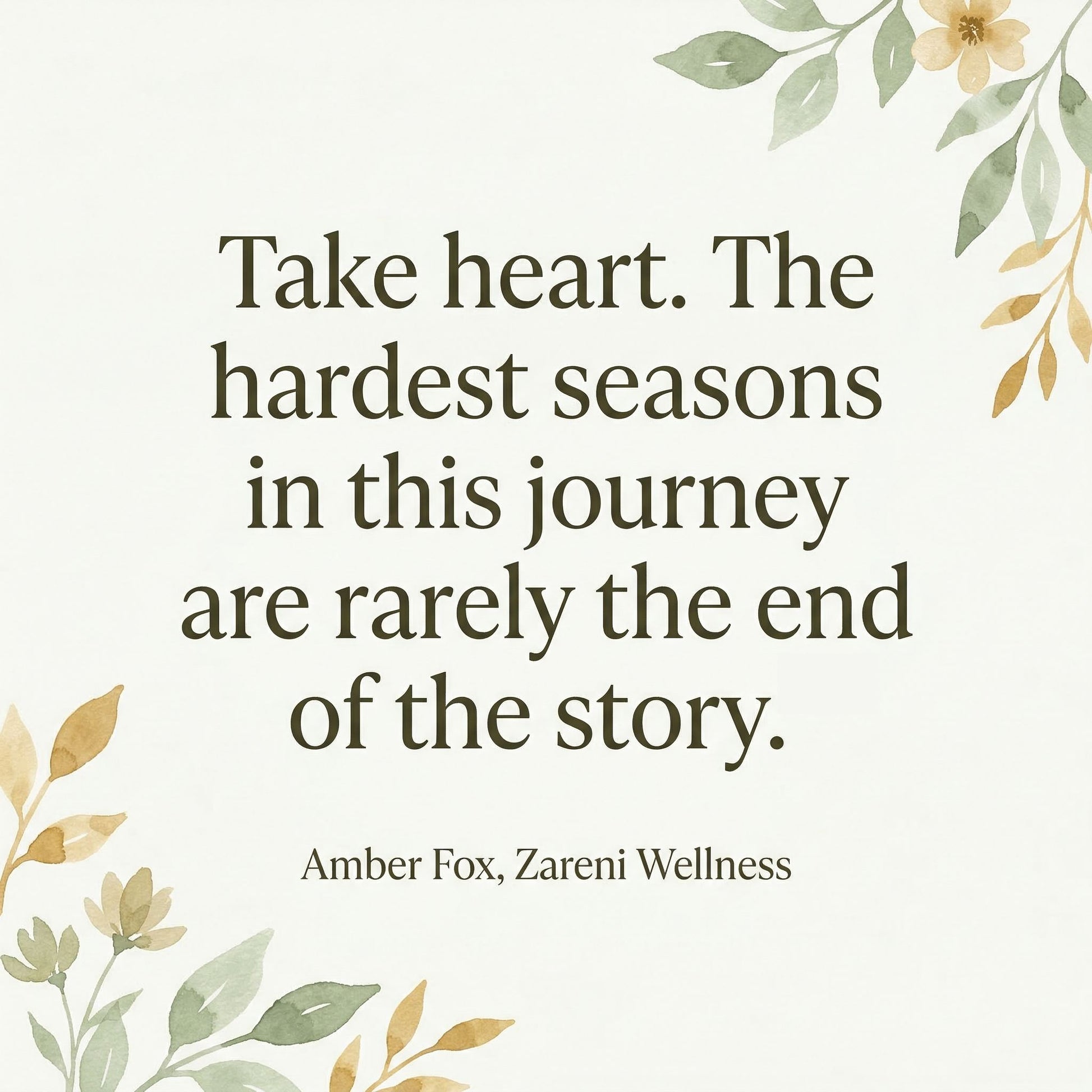 Inspirational quote from Amber Fox of Zareni Wellness encouraging PANS/PANDAS families on their healing journey